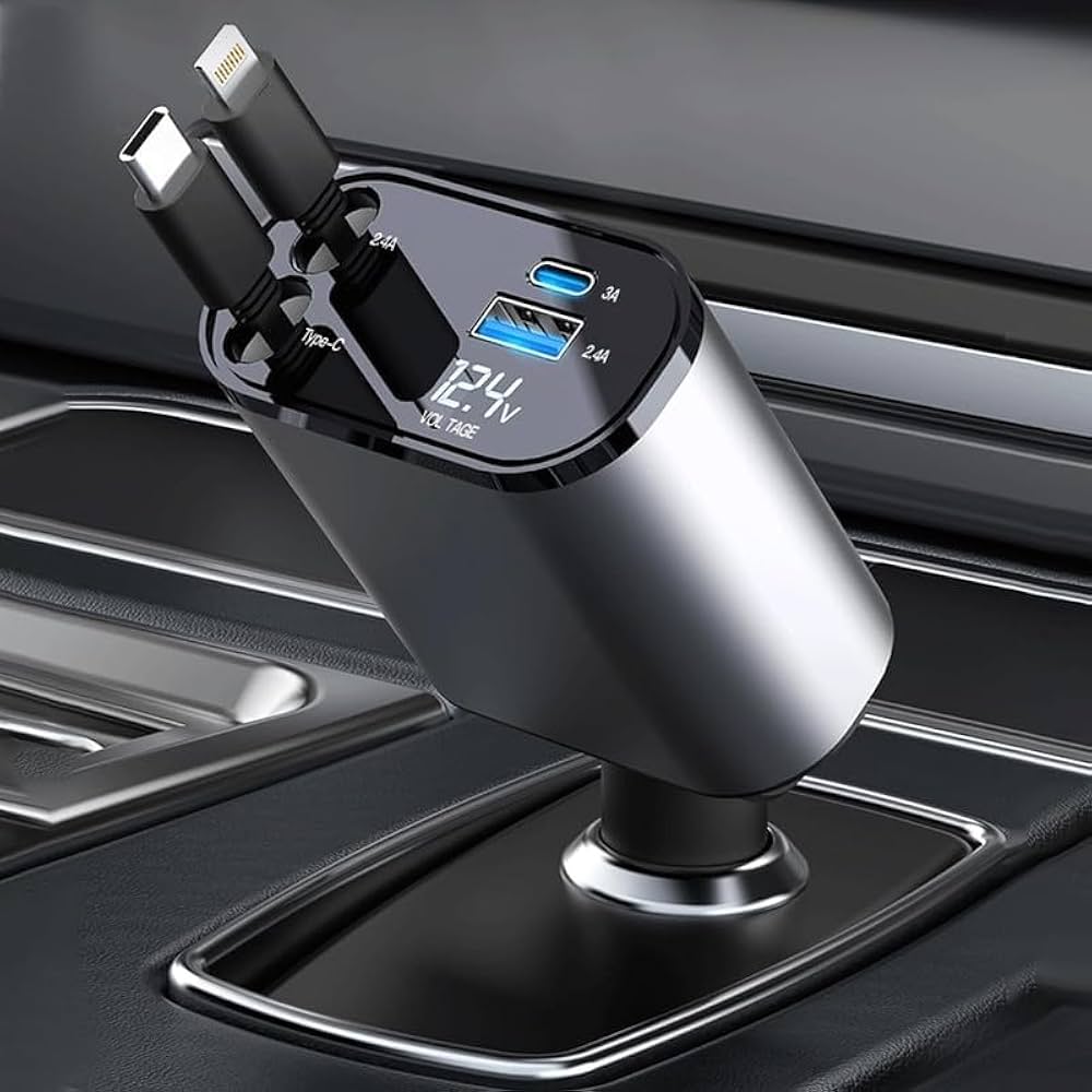 Retractable 4 In 1 Car Charger
