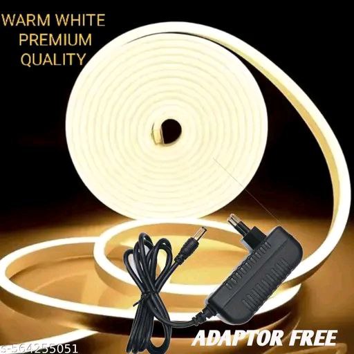 600 LED Bulb 5 Meter Warm White Neon Flexible Steady Strip Rice Lights For Home Decoration &amp; Shop Art 5 Meter Warm White Neon LIght With Adopter